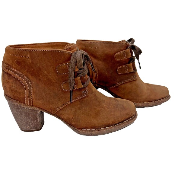 Clarks Unstructured Women's Wedge Booties Boots Size 7.5 Leather Plum 13285 - Picture 1 of 8